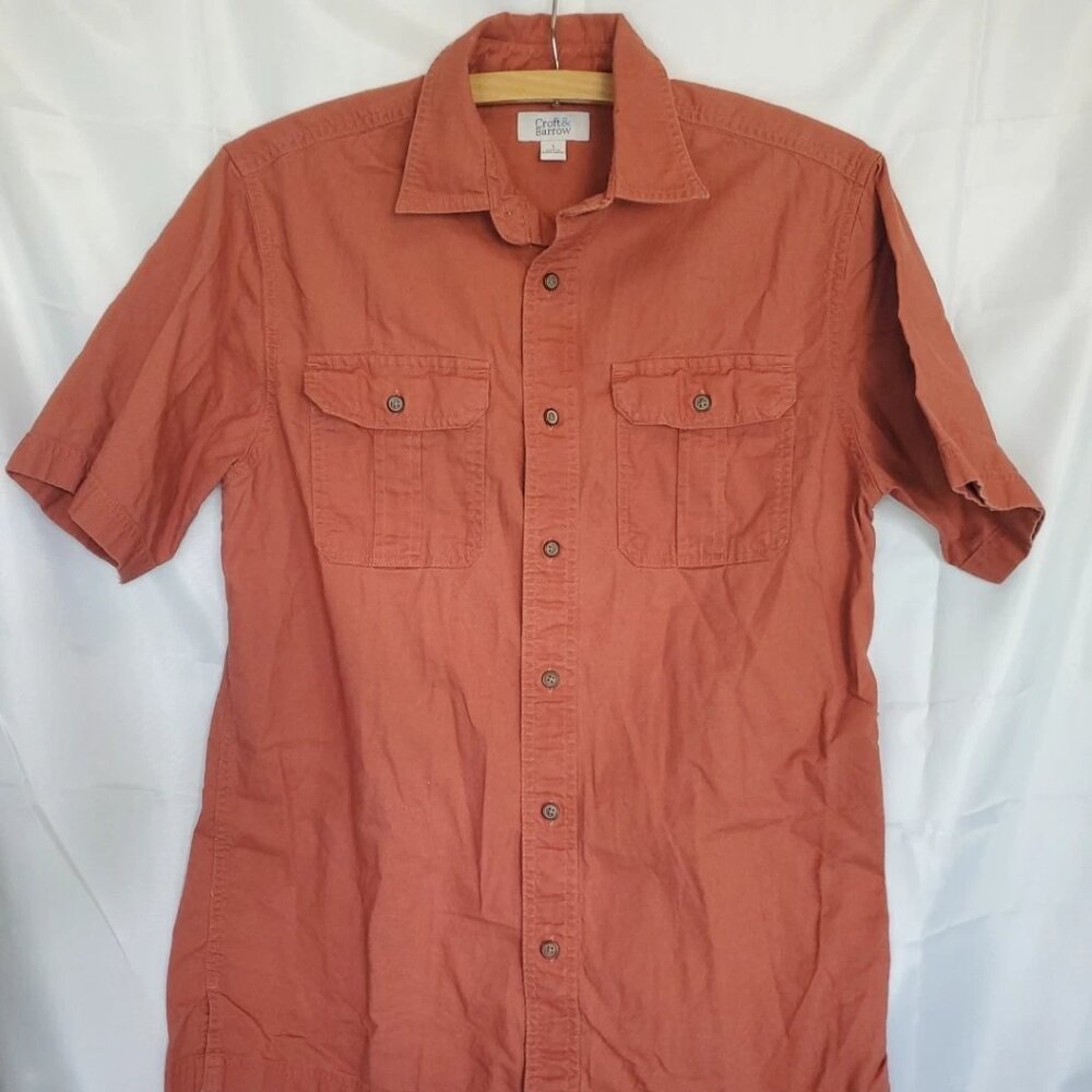 Men's Croft‎ & Barrow Burnt Orange Short Sleeve Quick-Dry Fishing Shirt sz s